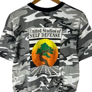 Vintage 90s Rothco Mens XL Shirt United Studios Self Defense Karate Camouflage